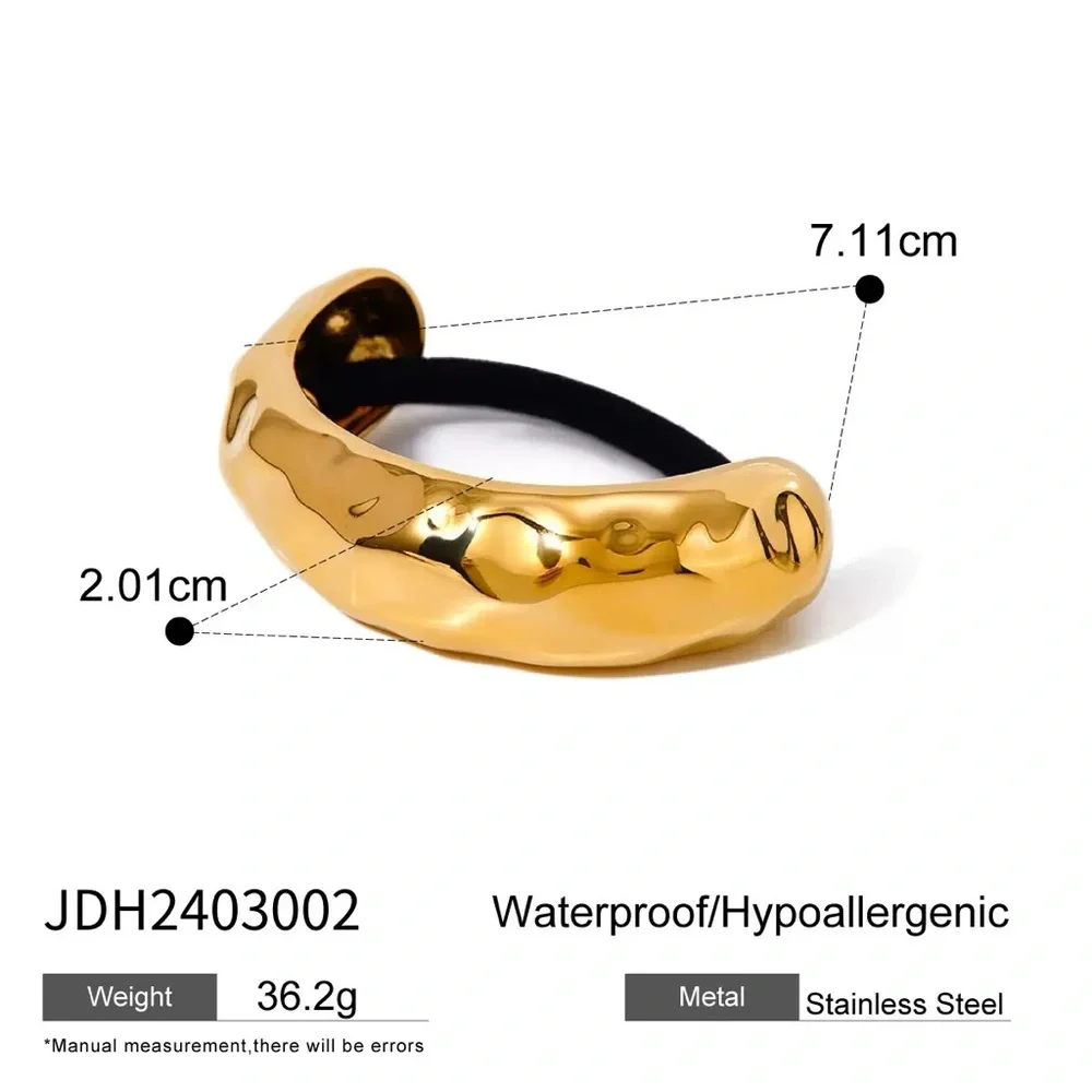 18K Gold Plated Stainless Steel Irregular Cuff Waterproof Chunky Bangle